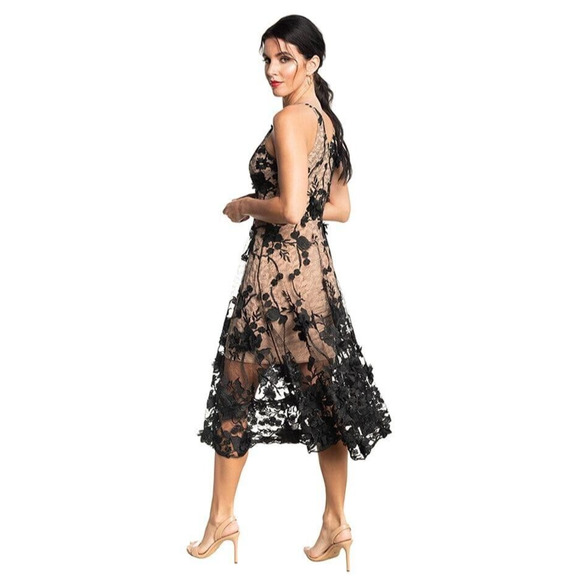 Dress the Population Audrey 3D Embroidered Fit & Flare Dress Women's Size Medium - Picture 10 of 16